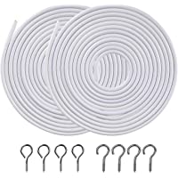 Los mejores  - OOTSR (2 Piezas) Alambre de Cortina Blanco 3 m- Cable de Cortina recubierta de plástico con 8 Pares de Ojos de Tornillo…